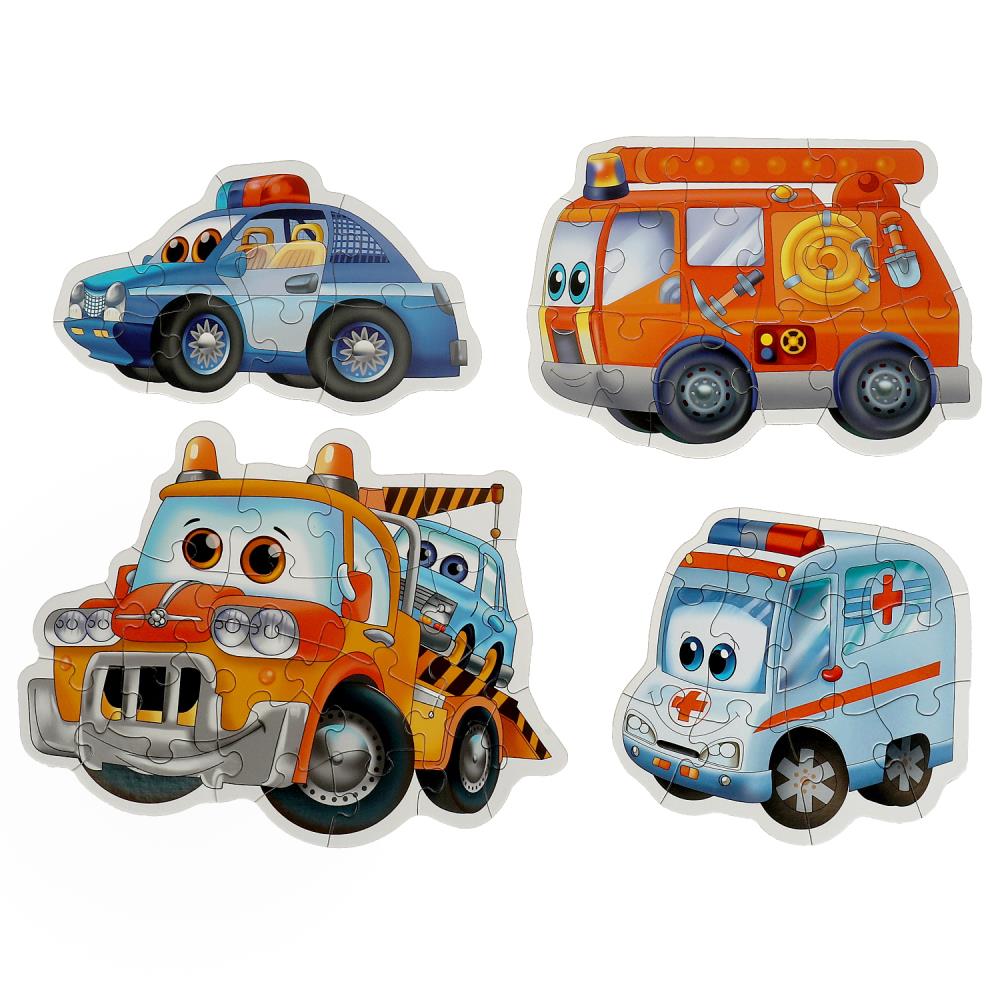 Полезный транспорт. Макси-пазлы. Набор 4 в 1: 8, 12, 15 и 20 деталей. Умные игры в кор.12шт