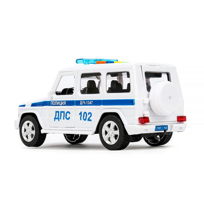Machine en plastique pour Mercedes-Benz Classe G ПОЛИЦИЯ 22 см, дв, баг, kor. Parc technologique dans le cor.2*18шт