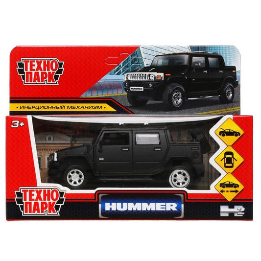 Машина металл HUMMER H2 PICKUP МАТОВЫЙ 12 см, двери, багажник, черный, кор. Технопарк в кор.2*36шт