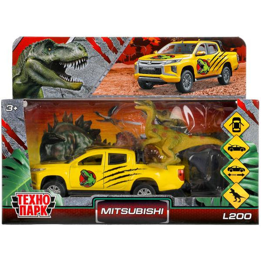 Machine en métal "МИЦУБИШИ" "mitsubishi l200 pickup dinosaures" dlin 13 см, откр дв, багаж, инерц, в кор