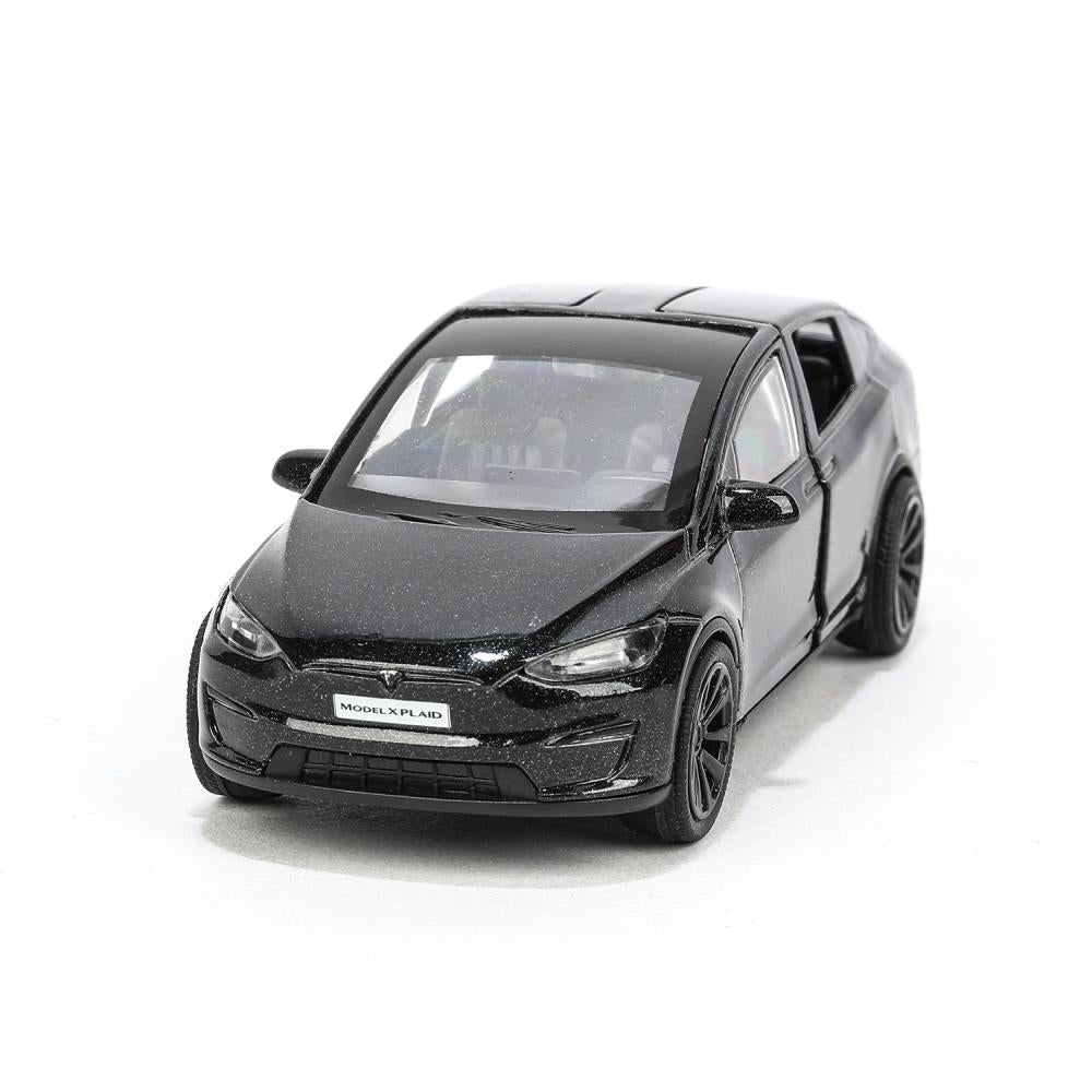 MODELX-12-BK Машина металл tesla model x plaid 12 см, двери, черн, кор. Технопарк в кор.2*36шт