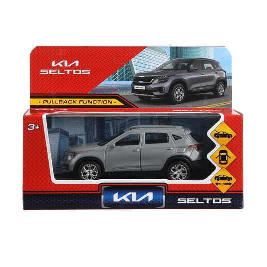 Машина металл KIA seltos длина 12 см, двери, багажник., инерц, серебряный, кор. Технопарк в кор.2*36шт