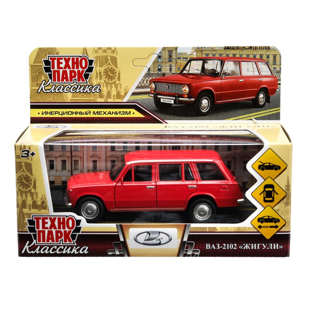 Машина металл ваз-2102 12 см, двери, багаж, инер, красный, кор. Технопарк в кор.2*36шт