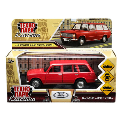 Машина металл ваз-2102 12 см, двери, багаж, инер, красный, кор. Технопарк в кор.2*36шт