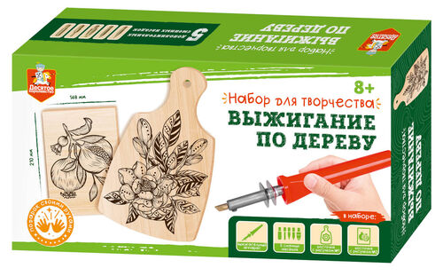 Выжигание по дереву. Набор для выжигания по дереву (аппарат с насадками, доска 1 шт, доска разделочная 1 шт)