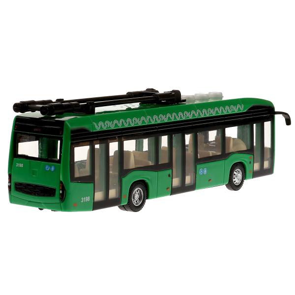 KAMTROLL-20PL-GN327836 Модель пластик свет-звук ГОРОДСКОЙ ТРОЛЛЕЙБУС 19 см, 3 кнопки, инер, зел, кор.