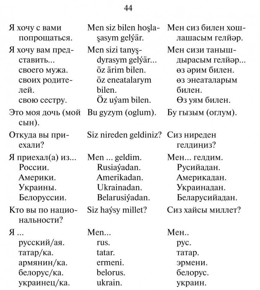 Русско-туркменский  разговорник. Худайбердиев М.