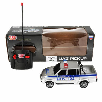 Машина р/у UAZ PICKUP ПОЛИЦИЯ 20 см, свет, сер, кор. Технопарк в кор.2*24шт