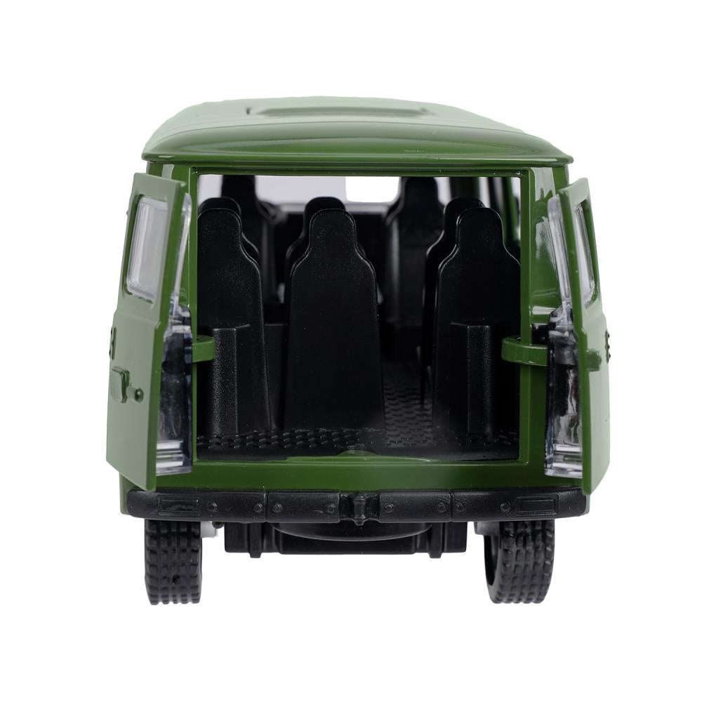 Машина металл свет-звук УАЗ УАЗ 452, 18,5 см, св-зв, дв люк, баг, ин, зеленый Технопарк в кор.2*18шт
