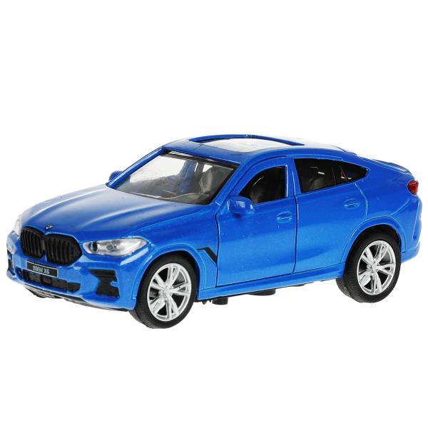 Машина металл BMW X6 длина 12 см, двери, багаж, инер, синий, кор. Технопарк в кор.2*36шт