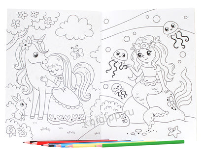 РАСКРАСКА С КАРАНДАШАМИ. ДЛЯ ДЕВОЧЕК