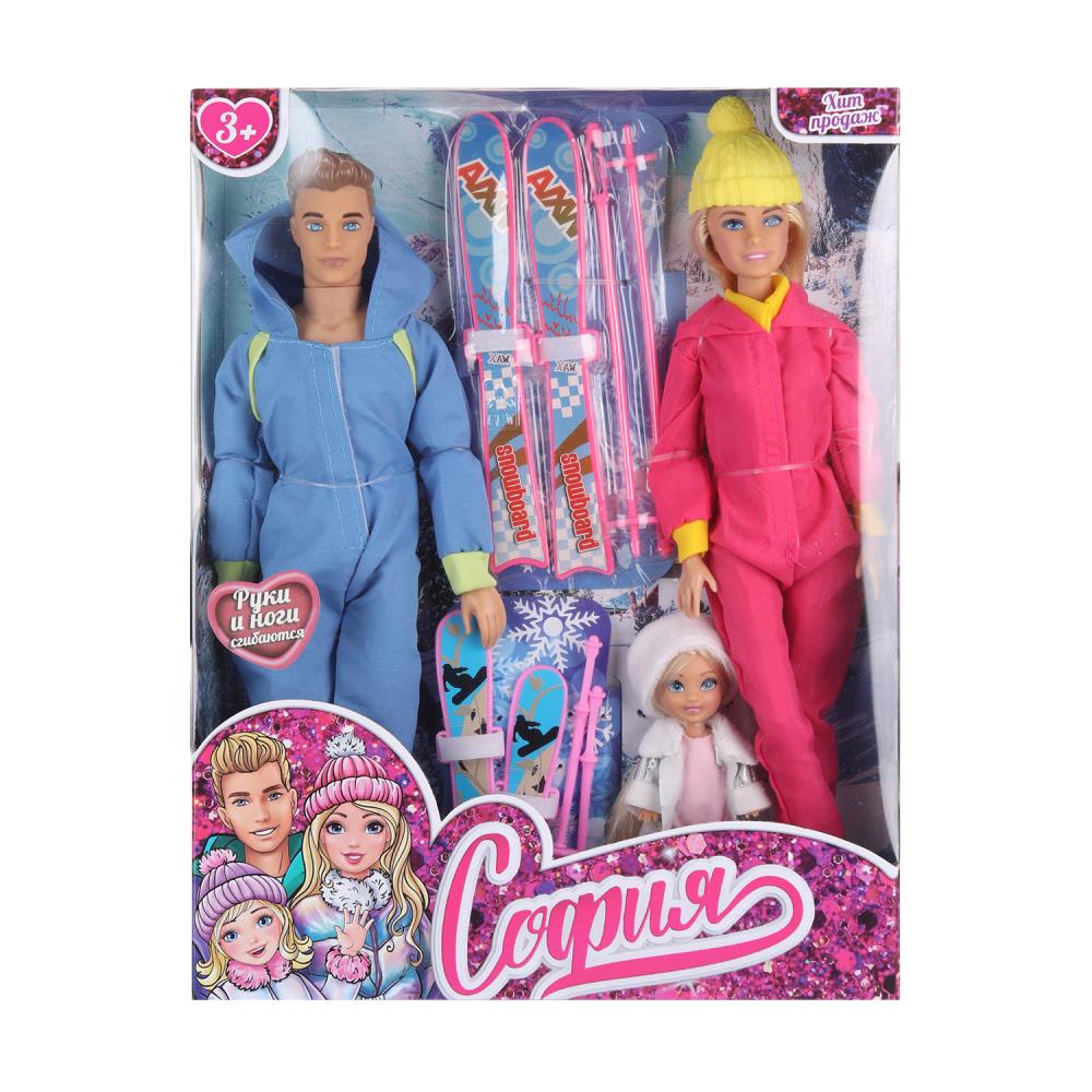 Набор кукол София, Алекс, дочь, руки и ноги сгиб., кор. КАРАПУЗ в кор.24шт