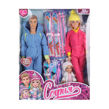 Набор кукол София, Алекс, дочь, руки и ноги сгиб., кор. КАРАПУЗ в кор.24шт