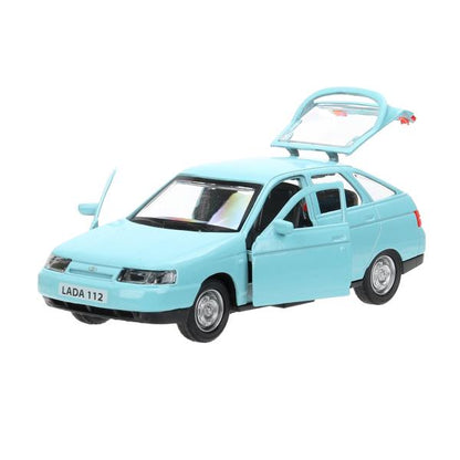 Машина металл ваз-2112 12 см, двери, багажник, светло-синий, кор. Технопарк в кор.2*36шт