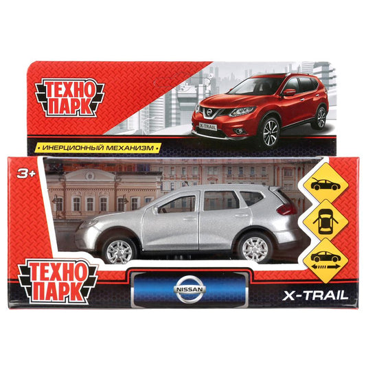 ТМ Технопарк. Машина металл "NISSAN X-TRAIL" 12см, открыв. двери, инерц, СЕРЕБР. в кор. в кор.2*36шт