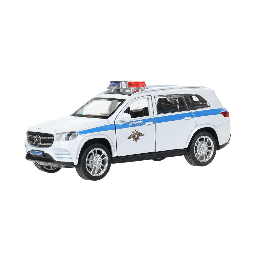 Машина металл свет-звук MERCEDES-BENZ gls class amg 12см,ПОЛИЦИЯ белый, кор. Parc technologique dans le cor.2*36шт
