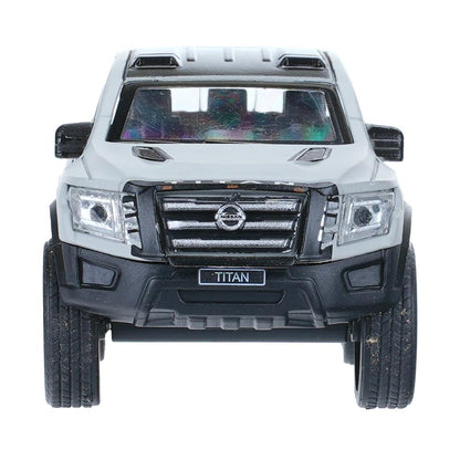 Машина металл NISSAN TITAN МАТОВЫЙ 12,5 см, двери, багаж, инерц, серый, Технопарк