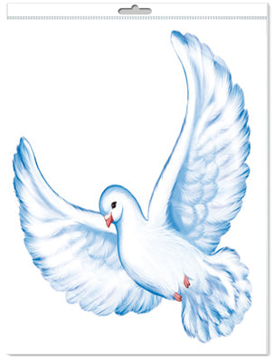 *ФМ1-15298 ПЛАКАТ ВЫРУБНОЙ А4 В ПАКЕТЕ. Голубь с раскрытыми крыльями влево (двухсторонний, в индивидуальной упаковке, с европодвесом и клеевым клапаном)