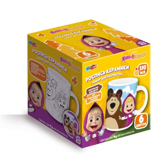 Набор д/дет тв-ва кружка для росписи Маша и Медведь МУЛЬТИ АРТ в кор.24шт