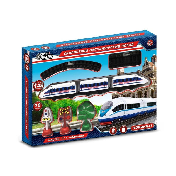 Железная дорога на бат., длина 149см, кор.33*24*4,5см технодрайв ТЕХНОДРАЙВ в кор.2*30шт