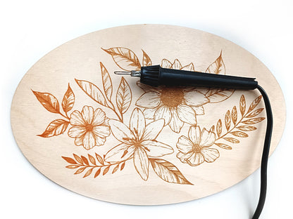 Выжигание. Дощечка для выжигания "Цветы" (овал, конверт А4)