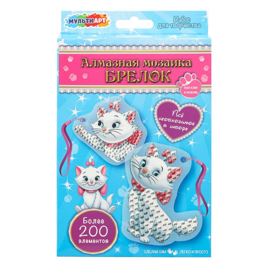 Брелоки алмазной мозаикой кошечка мари MultiArt в кор.50шт