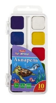 Краски Акварель медовые полусухие 10 цв. Дельфины без кисти в пластиковом пенале