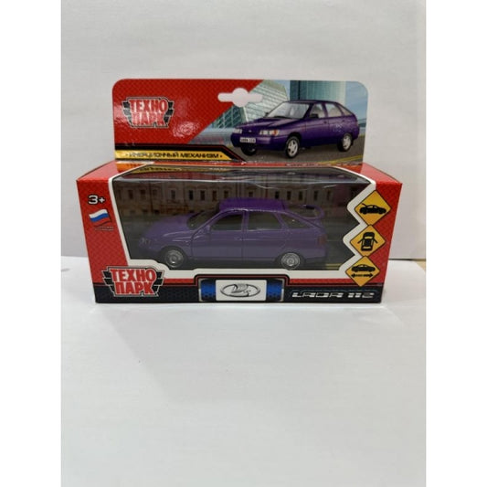 Машина металл ваз-2112 12 см, двери, багаж, фиолетовый, кор. Технопарк в кор.2*36шт