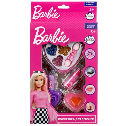 Косметика ДЛЯ ДЕВОЧЕК БАРБИ тени с блестками, помада, блеск для губ, лак МИЛАЯ ЛЕДИ в кор.2*120шт