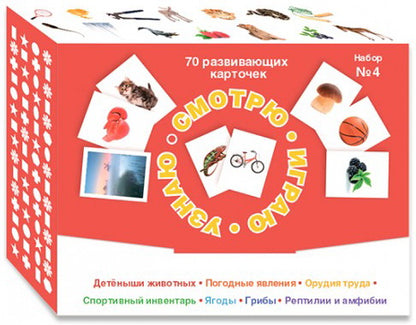 Смотрю.Играю.Узнаю.Набор №4.Детеныши животных,погодн.явления