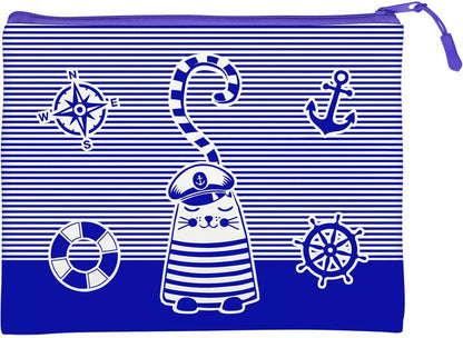 ПАПКА НА МОЛНИИ "КОТ МОРЯЧОК", Ф.А5+. 26 х 20 СМ