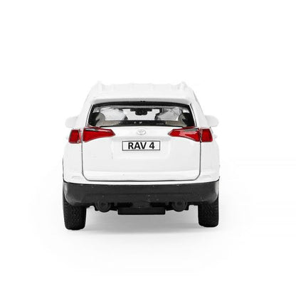 Машина металл TOYOTA RAV4 длина 12 см, двери, багажник, инерц, белый, кор. Технопарк в кор.2*36шт