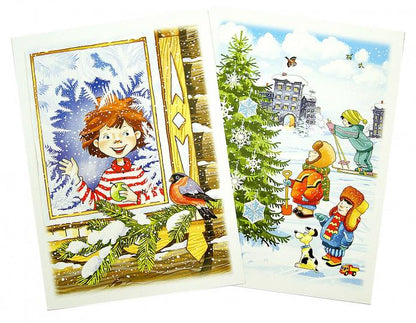 Беседы с ребенком. Зима (комплект для познавательных игр с детьми 12 картинок с текстом на обороте, в почте, А5)