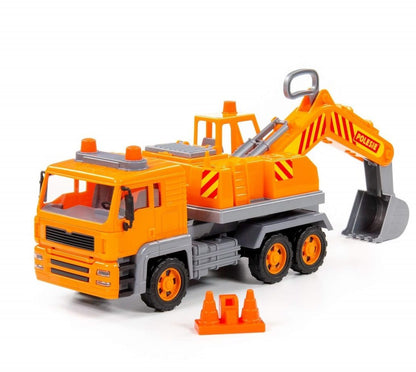 Полесье. "Алмаз" автомобиль-экскаватор №2 инерционный (в сеточке) арт.87911 /6