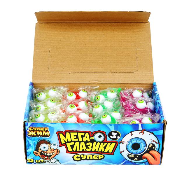 Игрушка мялка пучеглазик лягушка 9,5*3,7 см, светильник Супер Жим уп-12шт в кор.12уп