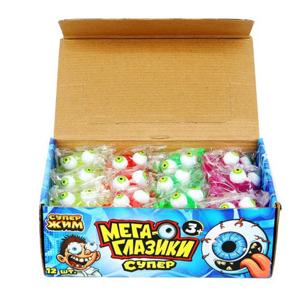 Игрушка мялка пучеглазик лягушка 9,5*3,7 см, светильник Супер Жим уп-12шт в кор.12уп
