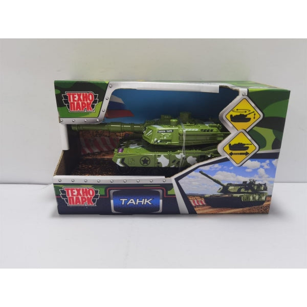 Модель пластик ТАНК 13,5 см, подвижная. детали, инерц, кор. Технопарк в кор.2*120шт