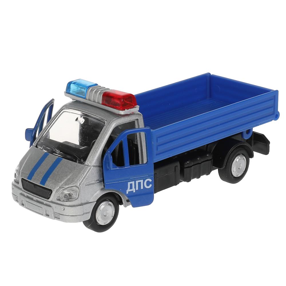 Машина металл ГАЗЕЛЬ 3302 САМОСВАЛ ПОЛИЦИЯ, 12 см, дв., баг., инерц., кор. Технопарк в кор.2*24шт