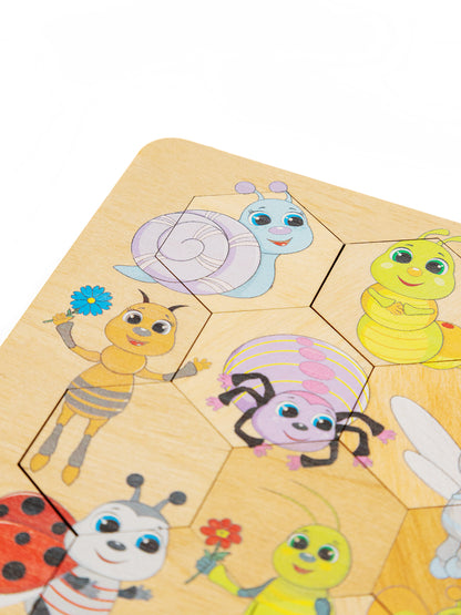 00784 Пазл деревянный. Занимательные соты. Букашки