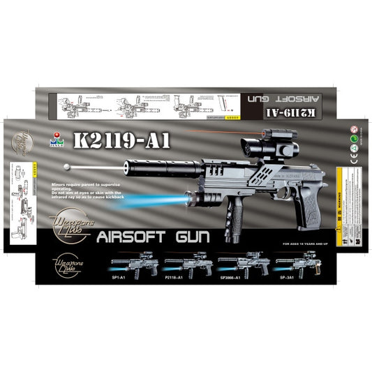 Пистолет с лазер. прицелом, с фонарем K2119-A1 в кор. в кор.60шт