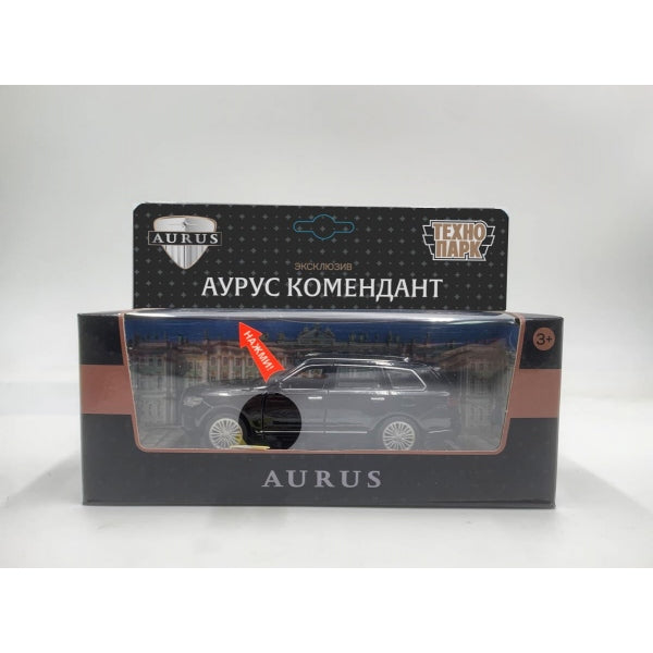 Машина металл свет-звук аурус комендант 12,5 см,двер,багаж,инерц,черн, кор. Технопарк в кор.2*36шт