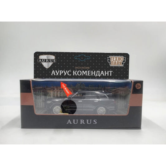 Машина металл свет-звук аурус комендант 12,5 см,двер,багаж,инерц,черн, кор. Технопарк в кор.2*36шт