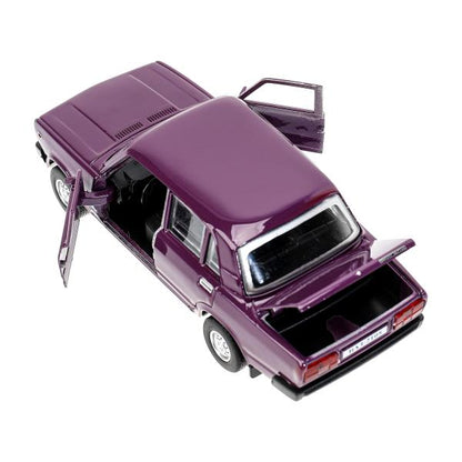 Машина металл LADA ваз-2105 1997 г. 12 см, двери, багажник, инерц.баклажан, кор. Технопарк в кор.2*36шт