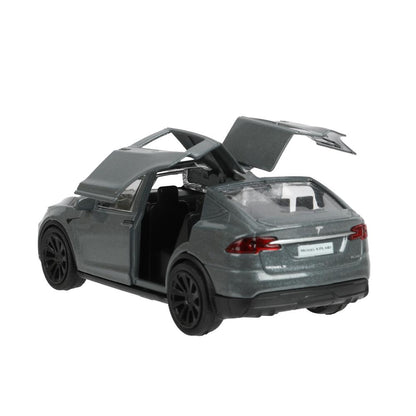 Машина металл tesla model x plaid 12 см, двери, серебр, кор. Технопарк в кор.2*36шт