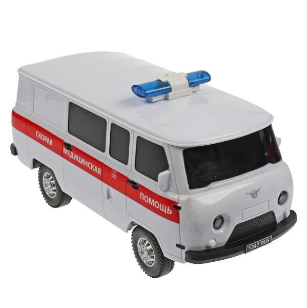 452-18RCL-AMB-WH Машина р/у УАЗ 452 СКОРАЯ ПОМОЩЬ, 18 см, свет, бел, кор. Технопарк в кор.2*24шт