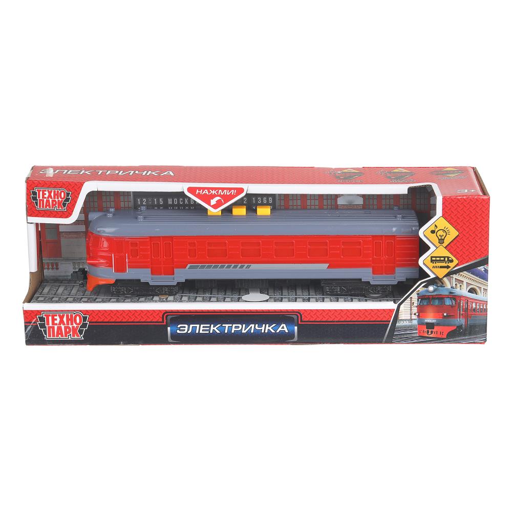 Модель пластик свет-звук ЭЛЕКТРИЧКА 20 см, 3 кнопки, инерц, красный, кор. Технопарк в кор.48шт