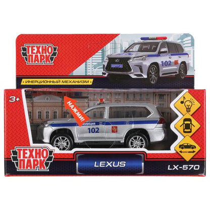 Машина металл свет-звук "LEXUS LX-570 ПОЛИЦИЯ"12см, откр. двери, инерц.в кор. Технопарк в кор.2*36шт