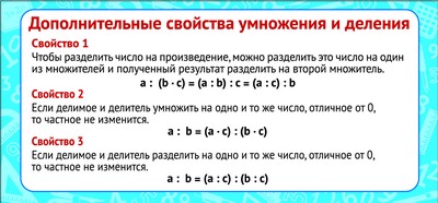 ШМ-9155 Карточка-шпаргалка. Дополнительные свойства умножения и деления (формат 61х131 мм)