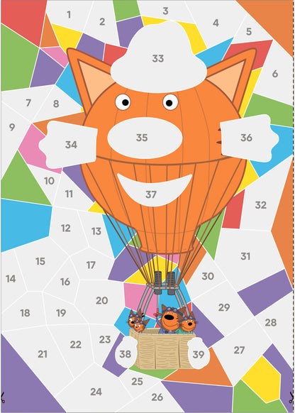 Три кота. Рисуем наклейками по номерам. Транспорт