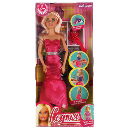 Кукла 29 см София руки и ноги сгиб, платье-трансф, реалис. ресницы, акс, в кор КАРАПУЗ в кор.24шт